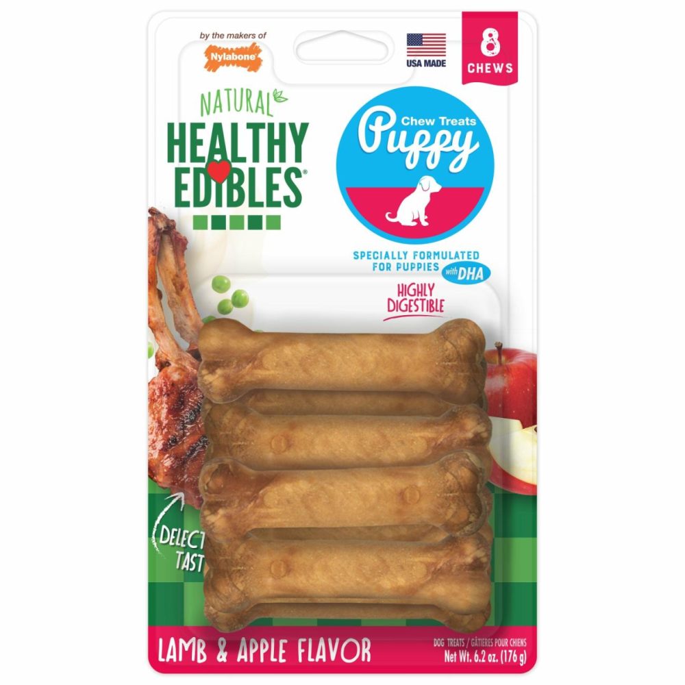 Healthy Edibles Puppy Natural Long Lasting Dog Chew Treats Lamb & Apple X-Small/Petite (8 Count) Dog