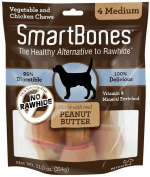 Medium Peanut Butter Chew Bones Dog Treats Dog