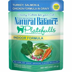 Platefulls Indoor Grain Free Turkey Salmon And Chicken In Gravy Pouch Wet Cat Food Cat