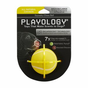 Playology Squeaky Chew Ball Chicken Scented Dog Toy Dog