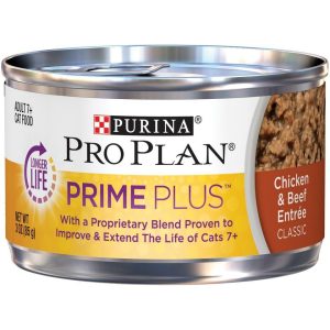 Purina Plan Prime Plus 7+ Chicken & Beef Entree Classic Canned Cat Food Cat