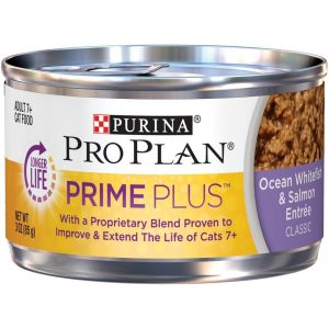 Purina Plan Prime Plus 7+ Ocean Whitefish & Salmon Entree Classic Canned Cat Food Cat