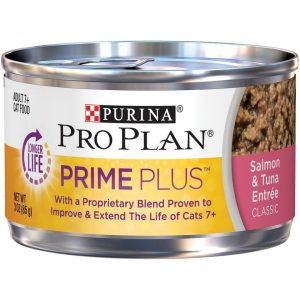 Purina Plan Prime Plus 7+ Salmon & Tuna Entree Classic Canned Cat Food Cat