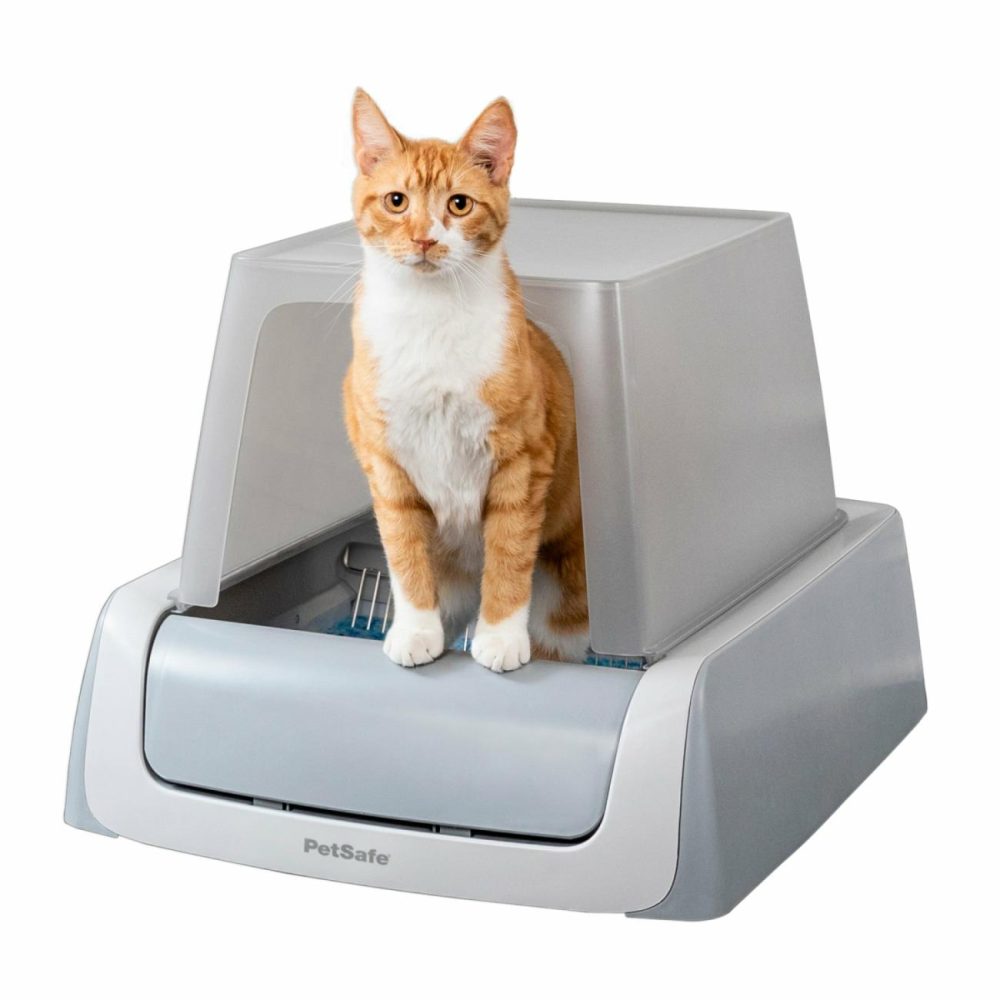 Scoopfree Automatic Self Cleaning Covered Cat Litter Box – Includes Disposable Trays With Crystal Litter & Hood – 2Nd Generation, Gray Cat