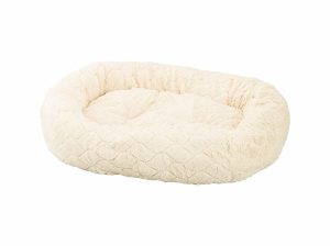 Sleep Zone Cut Lounger Dog Bed, 27 Inch Cream Beds & Mats