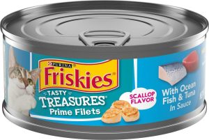 Tasty Treasures Prime Fillet With Ocean Fish & Tuna Scallop Flavor Canned Cat Food Cat