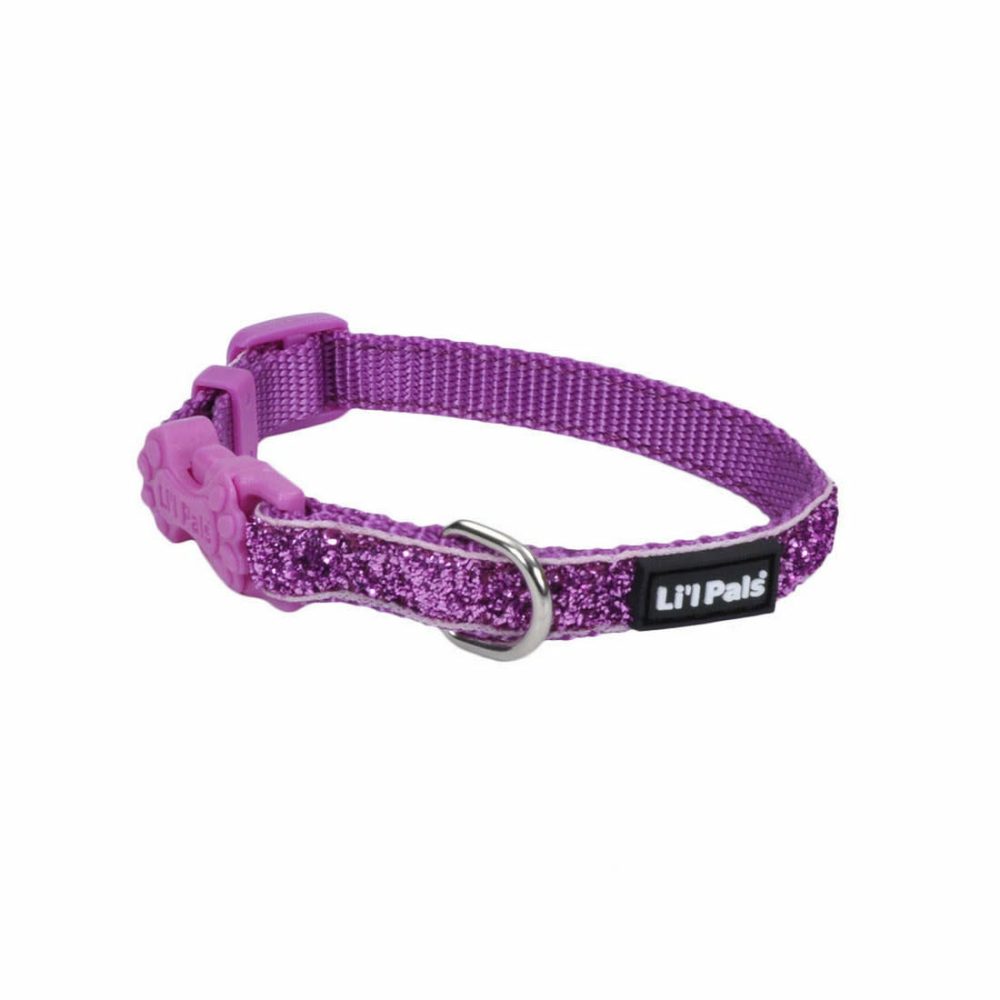 Li’L Pals® Adjustable Dog Collar With Glitter Overlay, Purple, Petite X-Small Dog