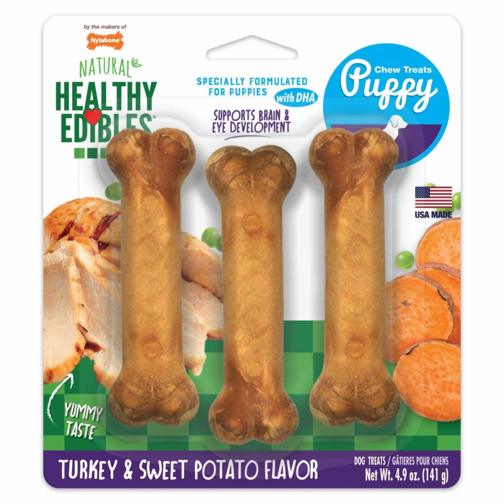 Healthy Edibles Puppy Chew Treats Turkey & Sweet Potato Small/Regular (3 Count) Dog